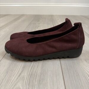Aetrex Brianna Ballet Flats 8.5 Burgundy Red Nubuck Leather Orthotic Supportive
